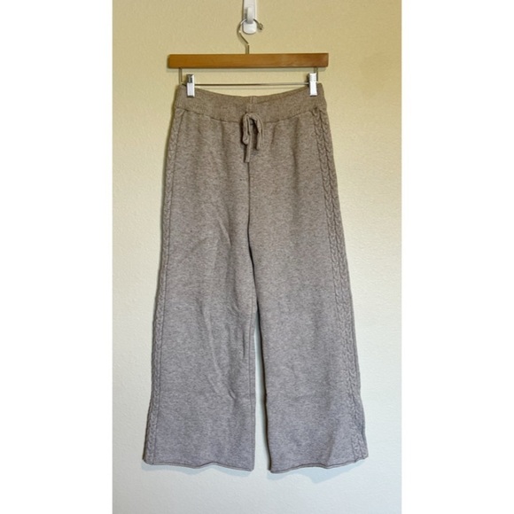 Axes Femme Tan Cable Knit High Rise Cropped Wide Leg Pants S - Picture 1 of 8